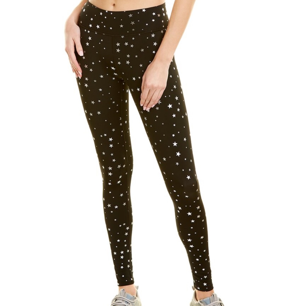 NEW Terez 3" Tall Band Legging Black Foil Mini Stars Print